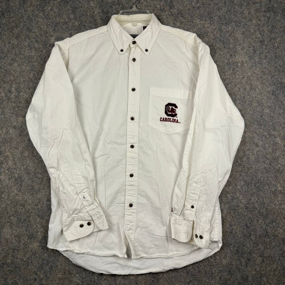 South Carolina Gamecocks Long Sleeve Button Front Shirt White Garnet Large 267